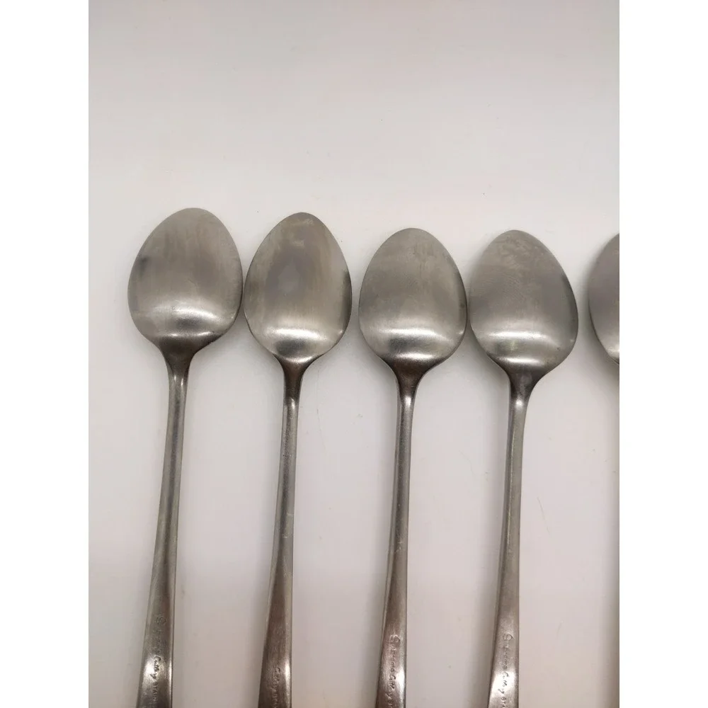 Towle Supreme Cutlery Stainless LIBERTY BELL Long Ice Tea Spoons Lot Set 7 Japan